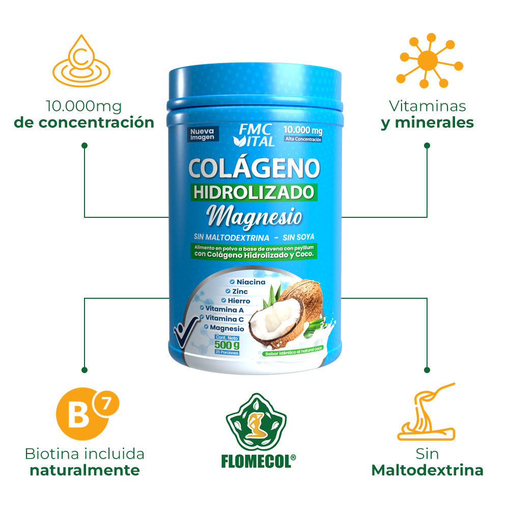 Colágeno Hidrolizado con Coco 10.000 mg X 500 g