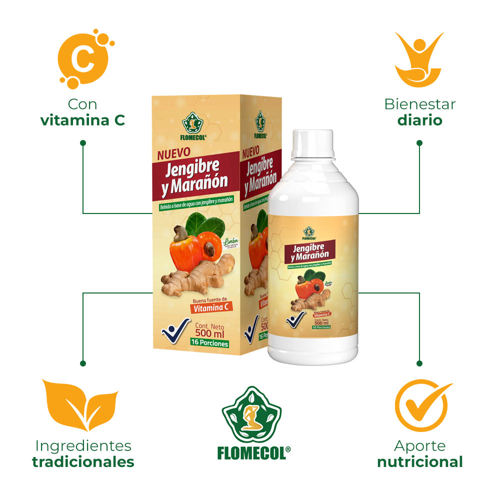 Jengibre y Marañón Flomecol x 500 mL - Combo 2 unidades