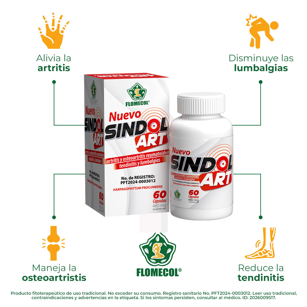 Sindolart Harpagofito 480 mg - Frasco x 60 capsulas - Combo 3 unidades
